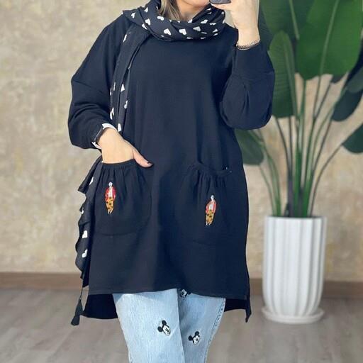 تونیک مانتو الیاف طبیعی جیب آدمک زنانه و دخترانه ارسال رایگان فری سایز